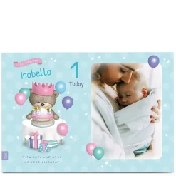 Kids Card Factory Photo Hugs Bear Birthday Card - Just For You, Editable Age
