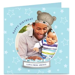 New Photo Hugs Birthday Card - Snowglobe Kids Premium Square|For Kids