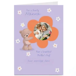 Card Factory Photo Hugs Mother's Day Card - Pastel Purple Beautiful Day, Nanna