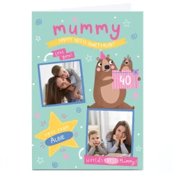 Card Factory Photo Jess Moorhouse Milestone Birthday Card - World's Best Mummy Bears