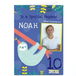 Sale Photo Juniper & Rose Birthday Card - Nephew Sloth, Editable Age Kids For Nephew|For Kids