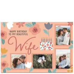 Card Factory Photo Juniper & Rose Birthday Card - Wife