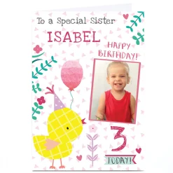 Best Photo Juniper & Rose Birthday Card - Yellow Chick, Editable Age Kids For Son|For Sister
