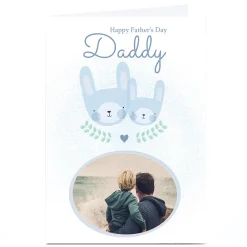 Card Factory Photo Juniper & Rose Father's Day Card - Daddy Blue Bunnies