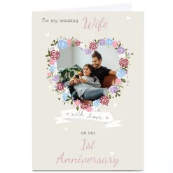 New Photo Kerry Spurling 1st Anniversary Card - Flower Heart Anniversary|Photo