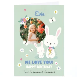 Hot Photo Lemon & Sugar Birthday Card - Bunnies and Butterflies Kids For Niece|For Granddaughter