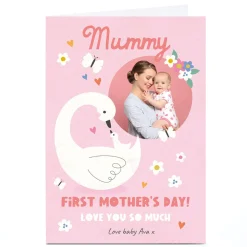 Card Factory Photo Lemon & Sugar 1st Mother's Day Card - Mummy Swan