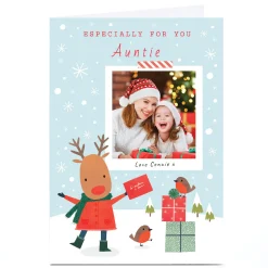 Card Factory Photo Lemon and Sugar Christmas Card - Reindeer Polaroid, Auntie