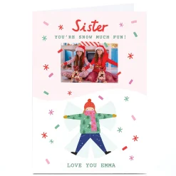 Outlet Photo Lemon and Sugar Christmas Card - Snow Angel Fun, Sister Christmas|Photo