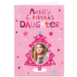Card Factory Photo Lindsay Kirby Christmas Card - Pink Tree, Daughter