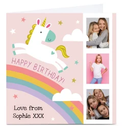 Kids Card Factory Photo Little Ginger Birthday Card - Unicorn Rainbow