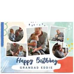 New Photo Little Mono Birthday Card - 5 Frames For Grandad|Photo