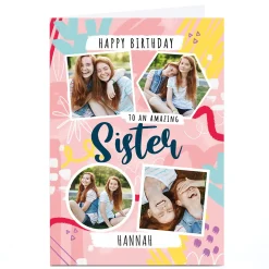 Hot Photo Little Mono Birthday Card - Amazing Sister For Sister|Photo