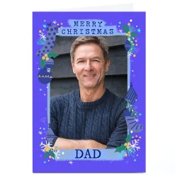 Card Factory Photo Little Mono Christmas Card - Purple Portrait