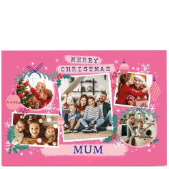 Sale Photo Little Mono Christmas Card - Pink Baubles Christmas|Photo