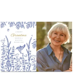 Card Factory Photo Mother's Day Card - Blue Sparrow & Flowers