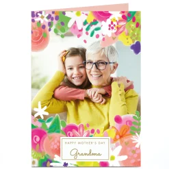 Card Factory Photo Mother's Day Card - Floral Border, Grandma