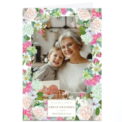Card Factory Photo Mother's Day Card - Floral Border, Great Grandma