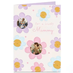 Hot Photo Mother's Day Card - Smiley Pastel Flowers, Lovely Mummy Photo