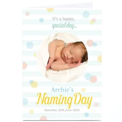 Hot Photo Naming Day Invitation - Spots and Stripes Invitations|New Baby