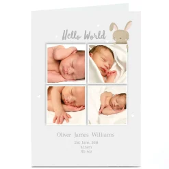 Card Factory Photo New Baby Card - Hello World 4 Photos