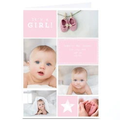 Card Factory Photo New Baby Card - It's A Girl! Photo Collage