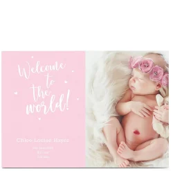 New Photo New Baby Card - Welcome To The World Pink New Baby|Photo
