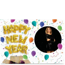 Card Factory Photo New Year Card - Gold Foil Balloons