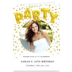 Card Factory Photo Party Invitation - Party Balloons