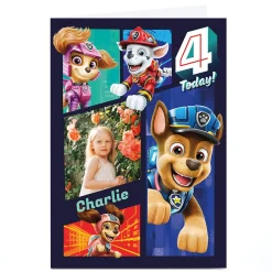 Sale Photo Paw Patrol Movie 4th Birthday Card Kids For Granddaughter|For Daughter