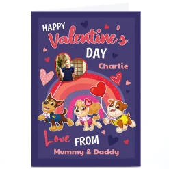 Photo Paw Patrol Valentine's Day Card - Rainbow Any Name Photo
