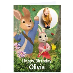 Hot Photo Peter Rabbit Birthday Card - Any Name Kids Tv & Film|For Kids