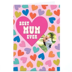 Card Factory Photo Pigment Mother's Day Card - Best Mum Ever Hearts