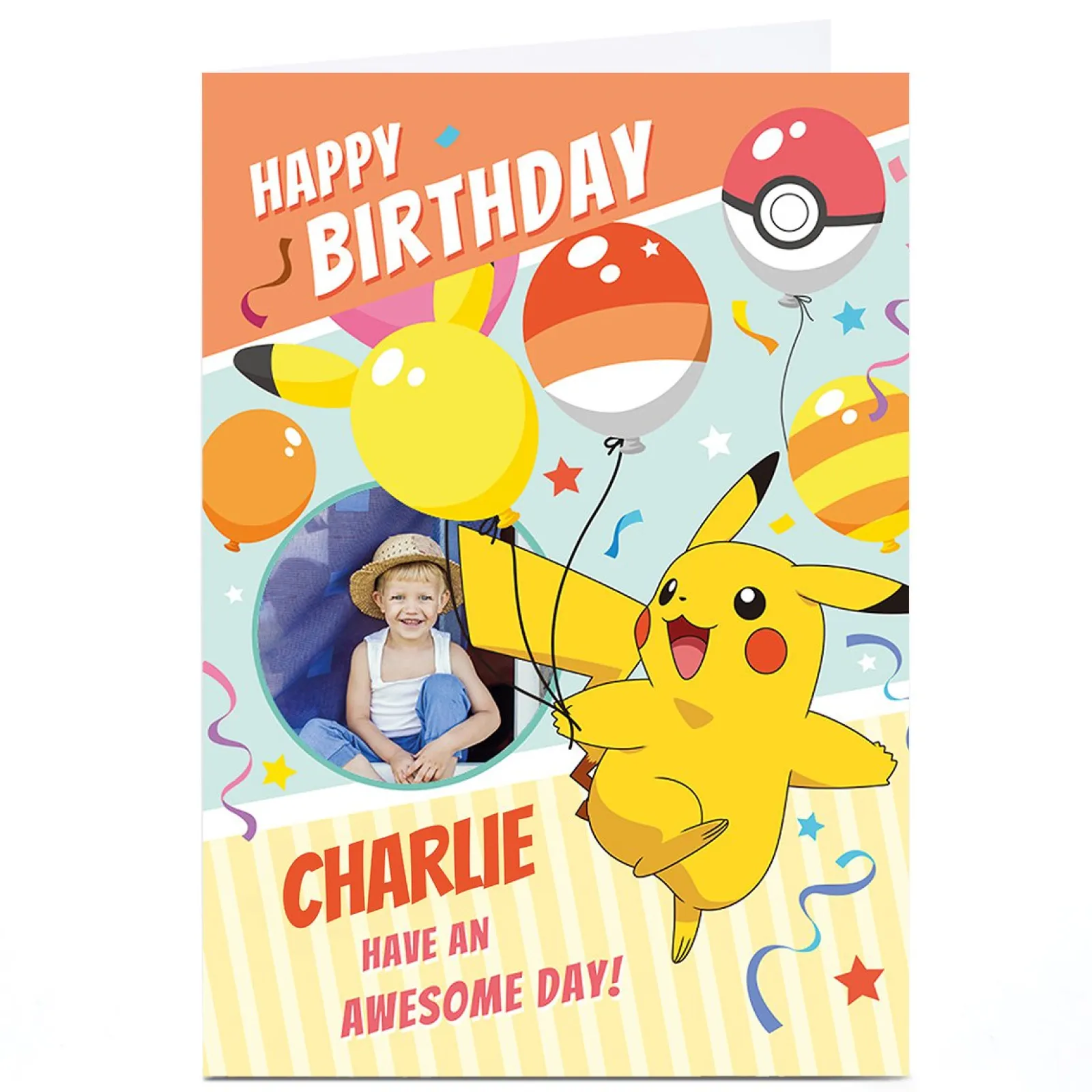 Kids Card Factory Photo Pokemon Birthday Card - Have An Awesome Day