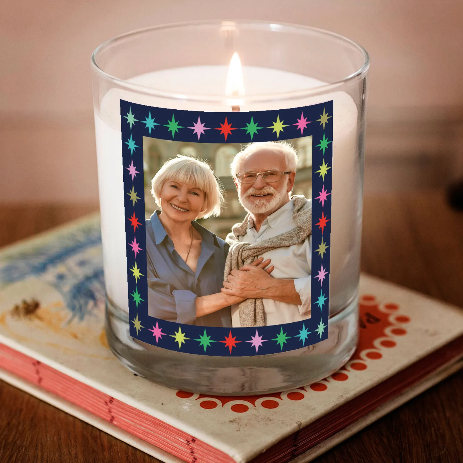 Clearance Photo Pomegranate & Cashmere Scented Candle - Star Border Photo Gifts|Scented Candles