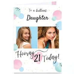 Online Photo 21st Birthday Card - Pastel Balloons For Sister|For Granddaughter