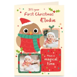 Card Factory Photo 1st Christmas Card - It's a Magical Time Owl