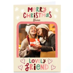 Clearance Photo Stevie Studio Christmas Card - Pastel Pink Frame, Lovely Friend Christmas|Photo