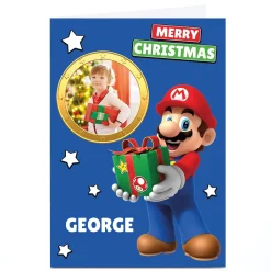 Card Factory Photo Super Mario Christmas Card - Merry Christmas, Any Name