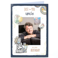 Card Factory Photo Tatty Teddy Birthday Card - Bear in Hat with Presents, Uncle