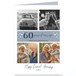 Card Factory Photo 60th Anniversary Card - Happy Diamond Anniversary