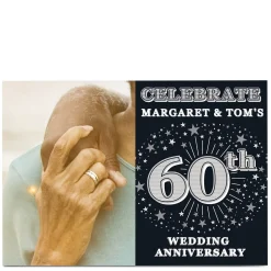 Discount Photo 60th Anniversary Invitation - Silver Stars Invitations|Anniversary Party