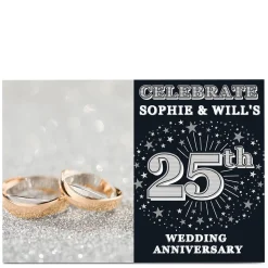 Card Factory Photo 25th Anniversary Invitation - Silver Stars