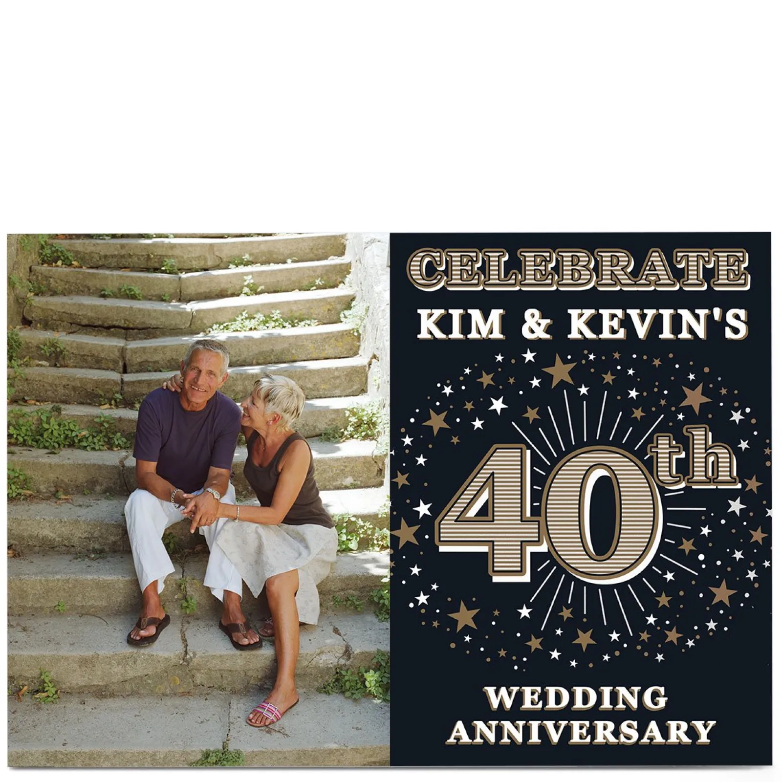 Photo 40th Anniversary Invitation - Gold Stars Invitations|Anniversary Party