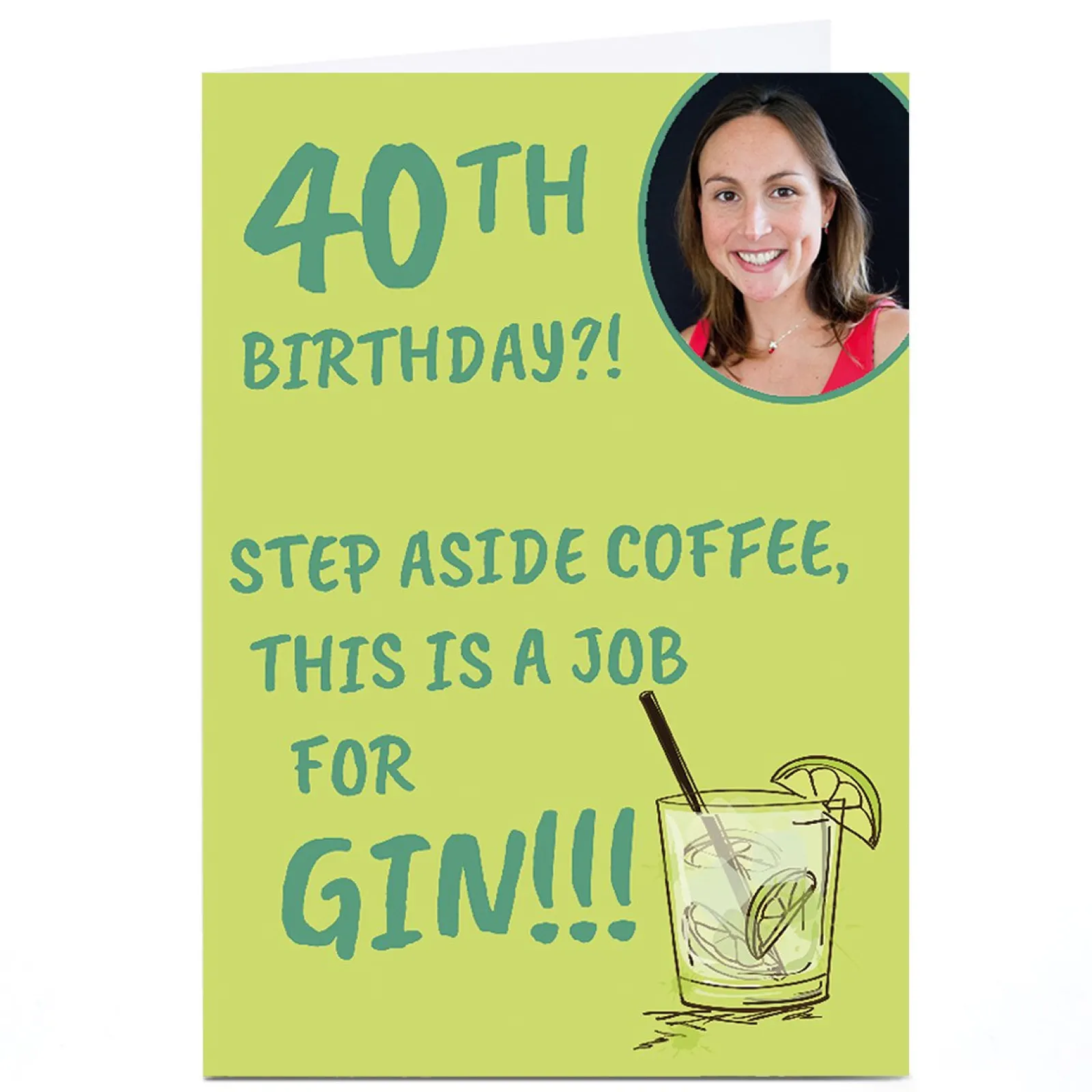 Card Factory Photo 40th Birthday Card - A Job For Gin