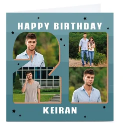 BOY Card Factory Photo 20th Birthday Card - Any Name