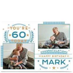 BOY Card Factory Photo 60th Birthday Card - Congratulations, Editable Age