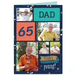 Online Photo 65th Birthday Card - Dad 5 Photos, Editable Age For Dad|Dad