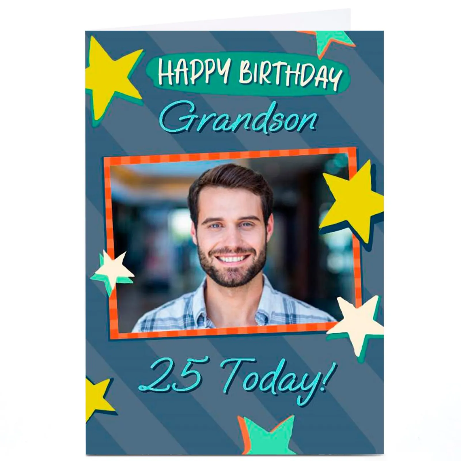 Card Factory Photo 25th Birthday Card - Grandson, 25 Today Stars