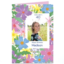 Outlet Photo 40th Birthday Card - Happy Birthday Florals For Sister|For Niece